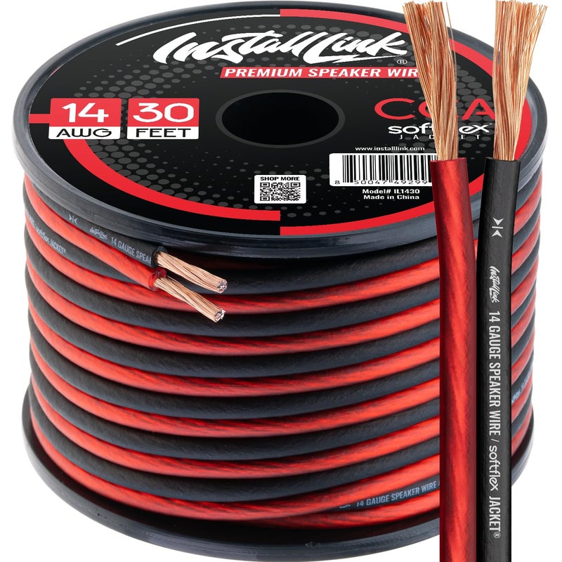 Install Link 14 Gauge Speaker Wire (Speaker Cable) for Car, Home or RV Audio Cable, 30ft, CCA - Image 1